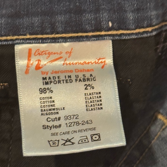 Citizens Of Humanity COH Ava Women Jeans Size 26 Low Rise Straight Leg Dark Wash - Picture 7 of 15